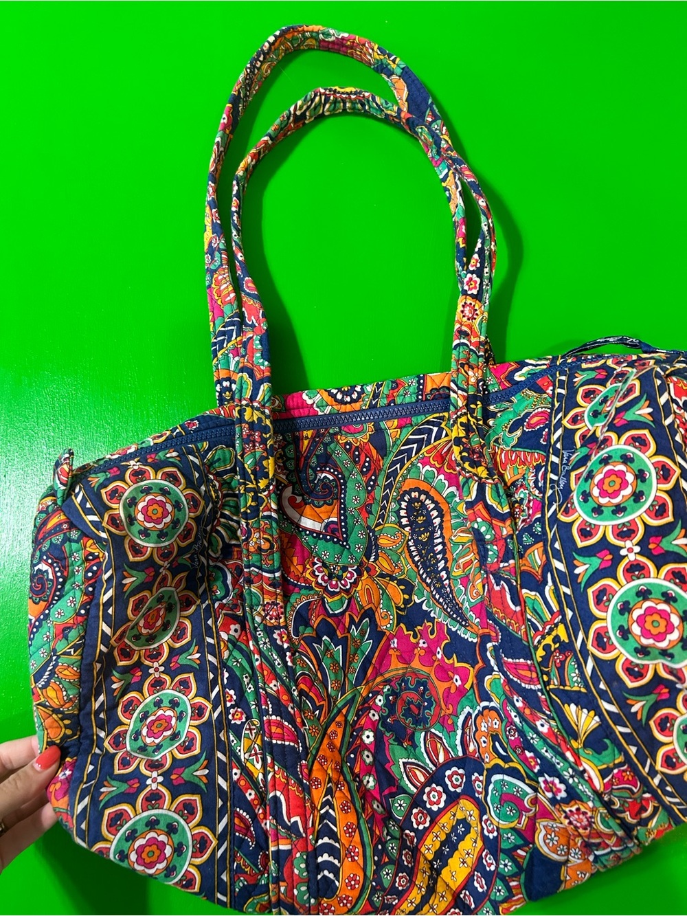 Vera Bradley Navy Multicolor Paisley Quilted Tote